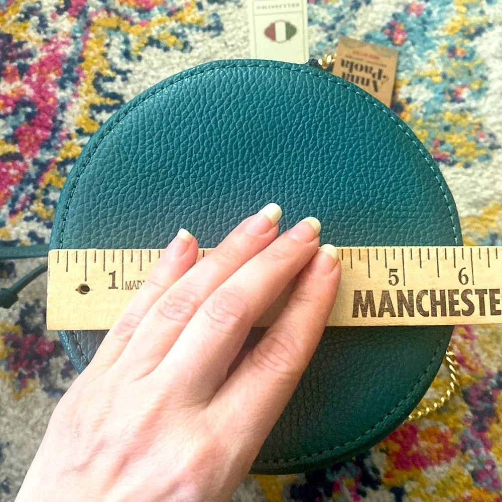 Anna Paola Italian Leather Bucket Bag + Crossbody Bag, Teal - Picture 15 of 16